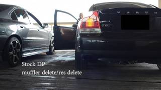 Volvo Exhausts Comparison  S80 V8  S60R  OBX  EST  MUFFLER DELETE [upl. by Kere902]