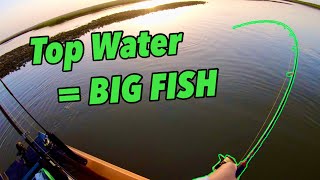 Top Water Redfish Freeport Texas Kayak Fishing [upl. by Nairehs]