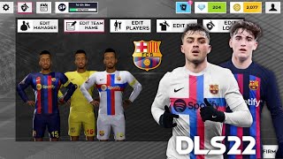 DLS 22 Kits Barcelona X Spotify 202223 Season HD New Kits [upl. by Anoyi]