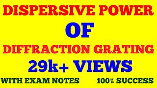 DISPERSIVE POWER OF DIFFRACTION GRATING  WAVE amp OPTICS  WITH EXAM NOTES [upl. by Ez]