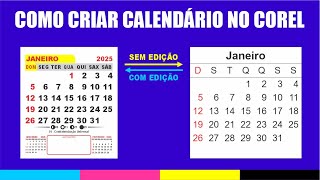 COMO CRIAR CALENDARIO NO COREL INICIANTES [upl. by Essilem]