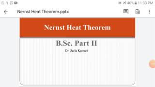 Nernst Heat theorem  Thermodynamics II BScPart II [upl. by Anthony]