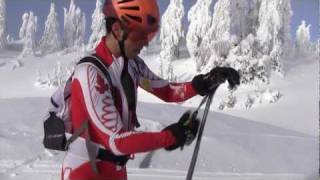 Rando ski mountaineering racing quotskins onquot transition with Reiner Thoni [upl. by Iow]