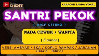 SANTRI PEKOK  Karaoke nada WANITA  CEWEK  E minor  RENDAH  versi SKA  Koplo Rampak  JARANAN [upl. by Vasileior]