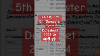 BA 1st 3rd amp 5th Semester Exam Datesheet 2024  university exam time table ba 1st semester 2024 [upl. by Naples]