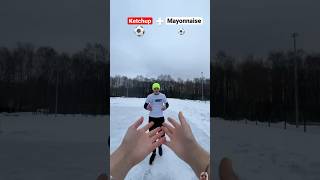 Ketchup  mayonnaise challenge goalkeeper sports fun ice summer sport soccer asmr footbal [upl. by Terris928]