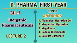 AntacidInorganic pharmaceuticalsCH3L2Pharmaceutical chemistryDPharm first year [upl. by Naeloj]