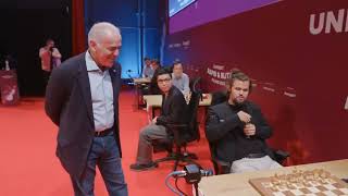 Magnus is late again and Garry Kasparov plays his first move [upl. by Toh]