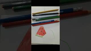 Pices of watermelon drawing with colored pencils [upl. by Mieka164]