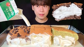 SUB 대왕 생크림 카스테라탕 먹방 ASMR 카스테라에 우유는 진리죠🥛 TAIWANESE CASTELLA CAKE WITH MILK MUKBANG ASMR [upl. by Robet]