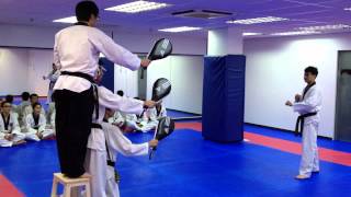 Hankuk Taekwondo Singapore  540 Degree Triple Kick [upl. by Ibur900]