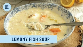 GreekStye Lemony Fish Soup Psarosoupa [upl. by Yobybab]