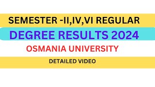 Osmania University UG Degree Results 2024 SemesterIIIVampVI Current update Expected Dateviral 👆👍🌟💥 [upl. by Retnuh]