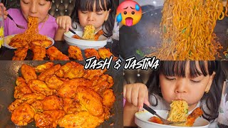 2X Noodle With Spicy Chicken WingsJasna Jastina MukbangChicken NoodlesJenna Shrestha [upl. by Assenay]