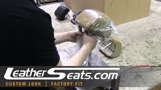 How to install leather headrest covers on a foam Injected Headrest Installation  LeatherSeatscom [upl. by Nillor838]