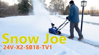 Snow Joe 24VX2SB18TV1 Cordless Snow Blower Kit Review Best Battery Powered Snow Blower 2024 [upl. by Silda218]