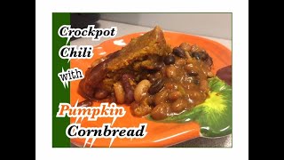 Crockpot Chili Recipe  Slow Cooker Chili with PUMPKIN Cornbread  Slow Cooker Recipes  Vegetarian [upl. by Nylarej]