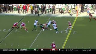 Aaron Rodgers First Completion as a Jet Results in BREECE HALL FUMBLE  New York Jets vs 49ers [upl. by Yentruok]