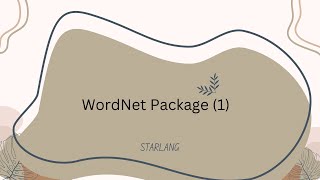 WordNet Package I [upl. by Alejna109]