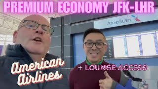 American Airlines Premium Economy from New York JFK to London Heathrow with lounge access at JFK [upl. by Calli]