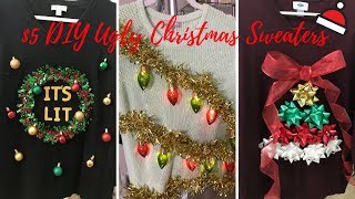 5 EASY DIY UGLY CHRISTMAS SWEATERS 6 STYLES [upl. by Justinn]