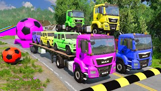 TRANSPORTING PIXAR CARS amp FRUITS WITH COLORED amp JOHN DEERE vs CLAAS vs TRACTORS  BeamNGdrive 962 [upl. by Culley775]