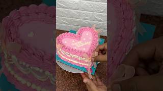 Red velvet decoration heart 💓 shape cake heartcake redvelevet shortvideo shorts [upl. by Layol816]