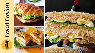 3 Easy Mayo Sandwich Chicken Veg and Potato Recipes By Food Fusion [upl. by Ahsekin]