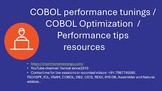 COBOL Optimization  COBOL Performance Tuning  COBOL performance tips [upl. by Yrkcaz]