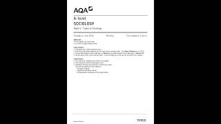 AQA A Level Sociology Question Paper 2 2024 7192 2 Topics In Sociology [upl. by Lebatsirhc736]