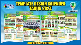 TEMPLATE KALENDER 2024  KALENDER 2 BULANAN  FREE DOWNLOAD CDR  ZAFIRA STUDIO  COREL DRAW [upl. by Petr]