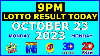 9pm Lotto Result Today October 23 2023 Monday [upl. by Eras]