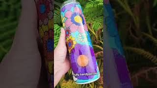 Flower Power dotart pointillism handpainted tumbler art [upl. by Halian779]