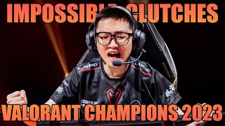 The BEST CLUTCHES in Valorant Champions 2023 [upl. by Aicillyhp519]