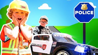 Braxton and Ryder Show as Monster Trucks Kids with Power Wheels [upl. by Aleras]