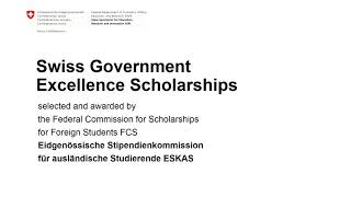 001 Swiss Government Excellence Scholarships  One Minute Intro [upl. by Fredrika]