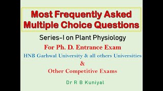 Multiple Choice Questions on Plant Physiology [upl. by Amalee]