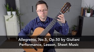 Allegretto No5 Op50 by Giuliani and Lesson for Classical Guitar [upl. by Celestyn245]