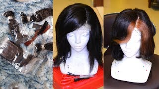 Step By Step Detailed Bob Wig  creating a side part Knot Bleaching  Adding Elastic Band And More [upl. by Yellat]