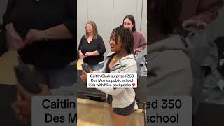 Caitlin Clark surprises 350 kids with Nike backpacks [upl. by Bywoods641]