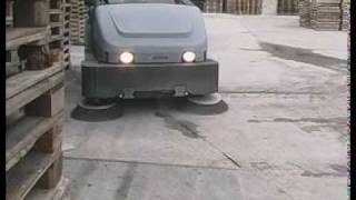 Nilfisk rideon sweeper  SR 1900 demonstration [upl. by Kerrison614]