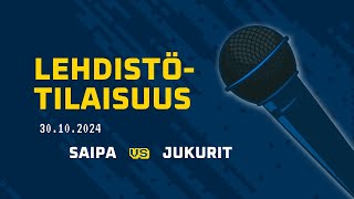 Lehdistötilaisuus SaiPa–Jukurit 30102024 [upl. by Aenehs]