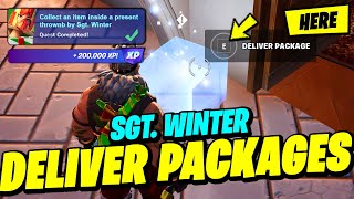 How to EASILY Deliver Packages to their rightful destinations  Fortnite Winterfest Quest SGT WINTER [upl. by Liahus]