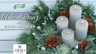 DYI Adventskranz mit wunderschönen Blüten aus Strobuszapfen How to Deko Kitchen [upl. by Eznyl]