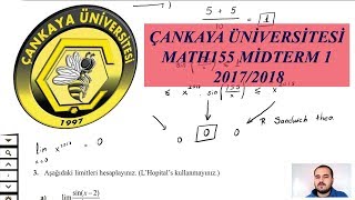 Çankaya Üniversitesi Math155 Midterm1 20172018 Çıkmış Sorular [upl. by Yoshio481]