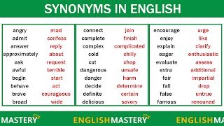 Learn 150 Common Synonyms Words in English to Improve your Vocabulary [upl. by Adnohryt]