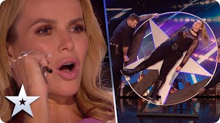 Simon and David FACE FEARS in ClaireMarie amp Jason’s KNIFE THROWING act  Auditions  BGT 2020 [upl. by Adoc926]