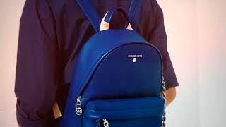 Michael KorsSlater Medium Pebbled Leather BackpackRiver Blue [upl. by Eolanda]