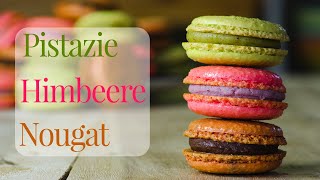 Ein Macaron drei Ganache Füllungen  Nougat Himbeere und Pistazie [upl. by Weld]