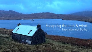 Leacraithnaich Bothy  Scottish bothy overnighter in rain and wind [upl. by Rosalee]